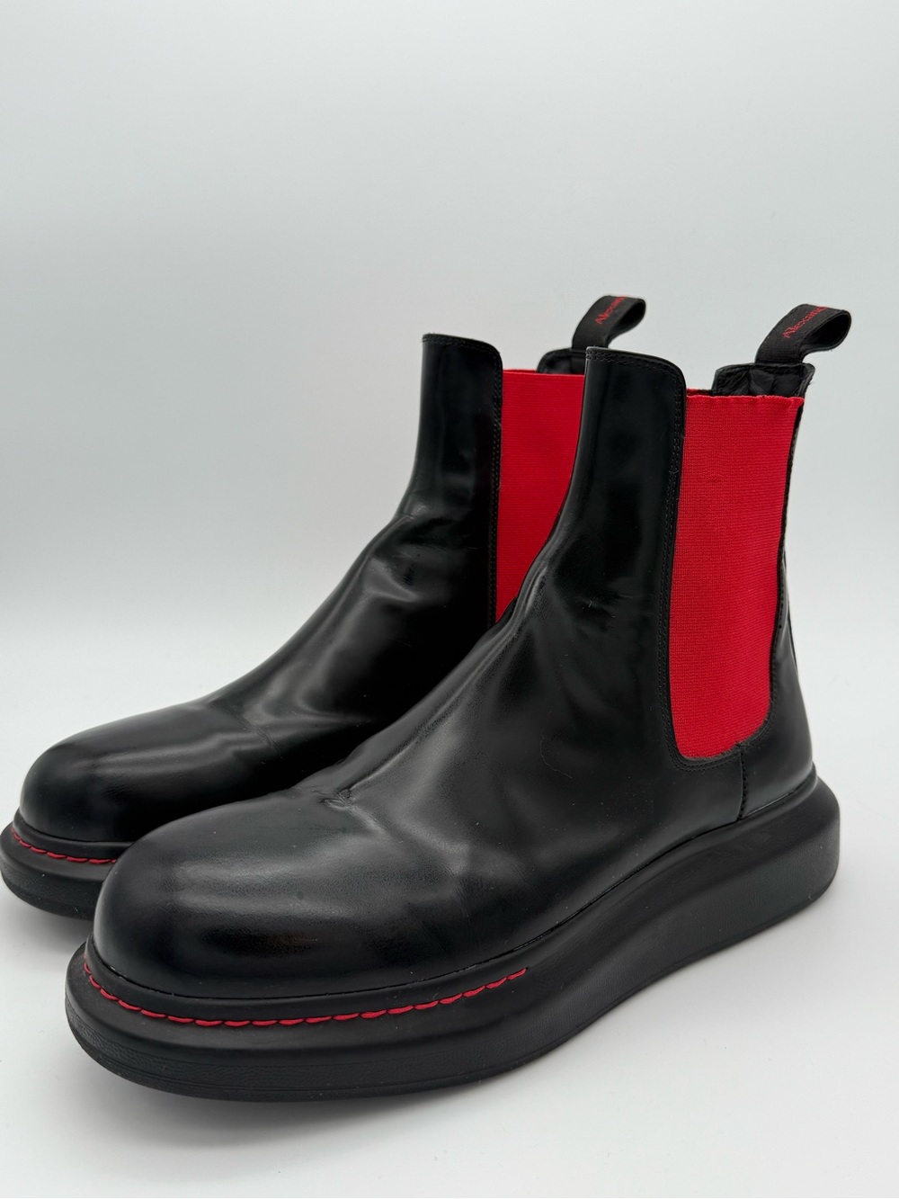 Alexander McQueen Black Leather Chelsea Boots Size 42